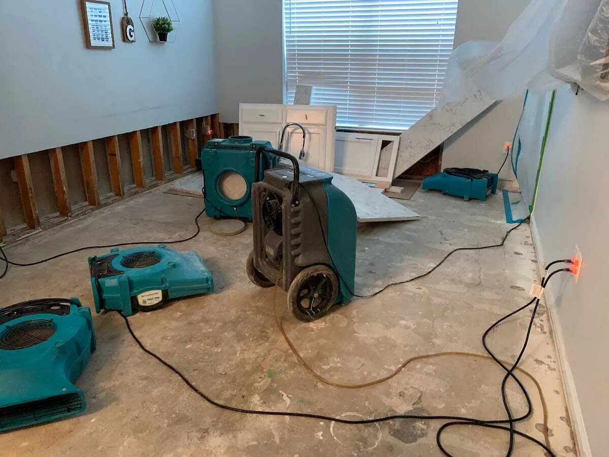 Dehumidifier in flood-cut room for Water Extraction & Removal in Acushnet